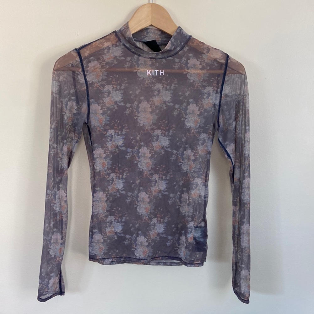 KITH- Sheer Floral Mock Neck Top